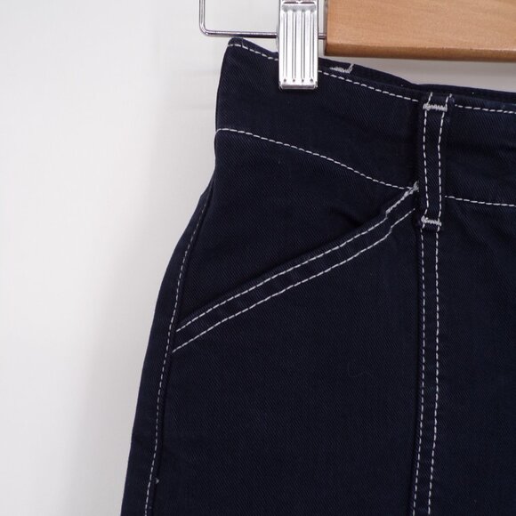 Maeve Anthropologie Wide Leg Pants Dark Blue Contrast Stitching High Waist Sz 25 - Picture 10 of 11